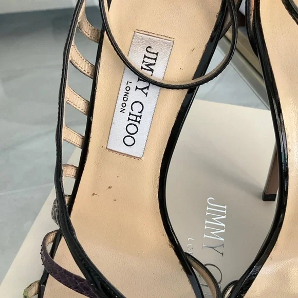 Authentic Jimmy Choo “Delta” Vuka D’Orsay black, colorful heels, sz. 39 - Picture 8 of 9